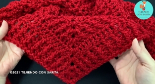 Bufanda o chal a crochet o ganchillo paso a paso, Pashmina tejida a crochet Tejiendo con Sarita