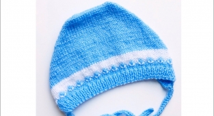 Gorrito capota fácil de tejer con dos agujas para bebé, niños y niñas 9-12M y más medidas